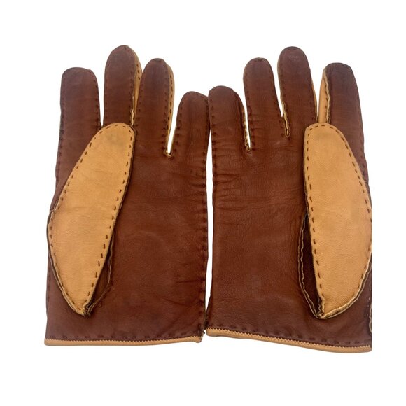 Vintage Leather Perforated Driving Gloves Hand Crafted Hand-stitched S/M - Picture 3 of 8